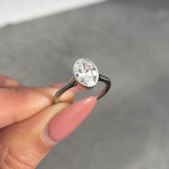 2 CT Oval Cut Bezel Set Moissanite 925 Sterling Silver Engagement Ring Gift.