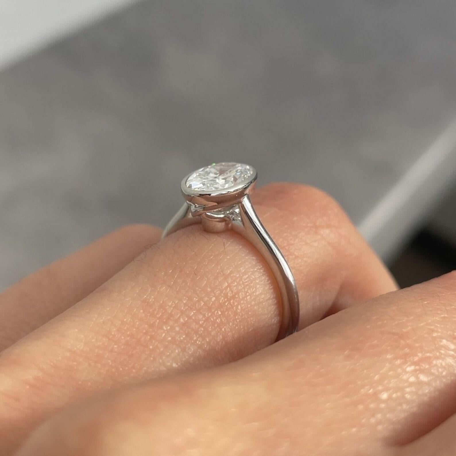 Art Deco 2 CT Oval Cut Bezel Set Moissanite 925 Sterling Silver Engagement Ring Gift. For Sale