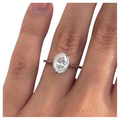 2 CT Oval Cut Bezel Set Moissanite 925 Sterling Silver Engagement Ring Gift.