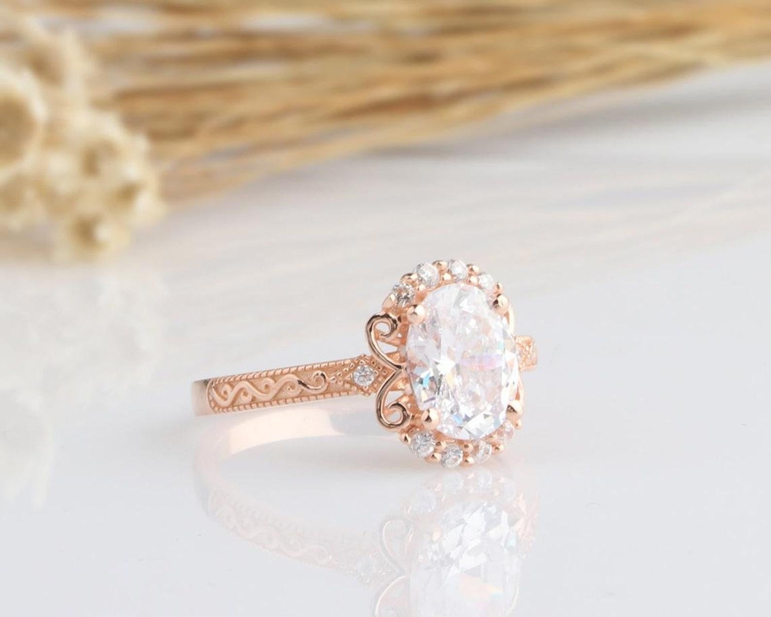 2 CT Ovalschliff Moissanit Doppel Halo Verlobungsring 925 Sterlingsilber Geschenk. im Angebot 1