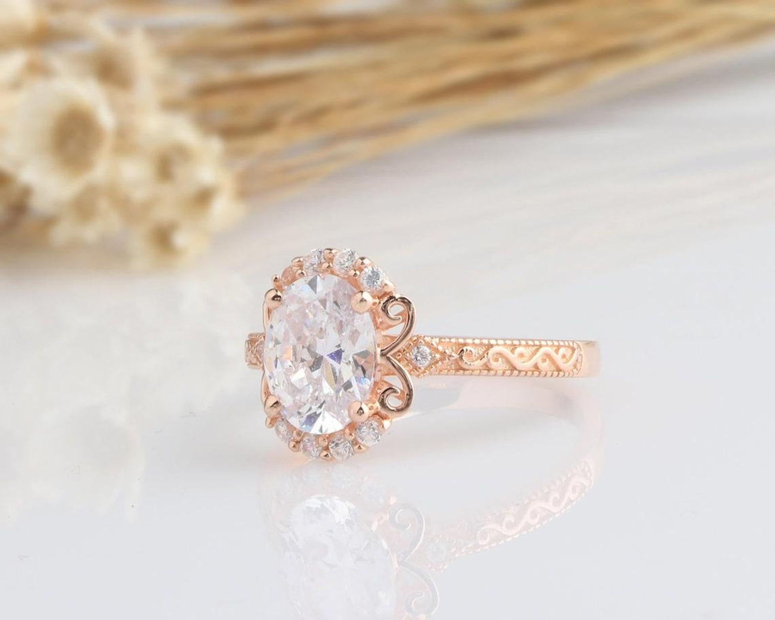 2 CT Ovalschliff Moissanit Doppel Halo Verlobungsring 925 Sterlingsilber Geschenk. im Angebot 2