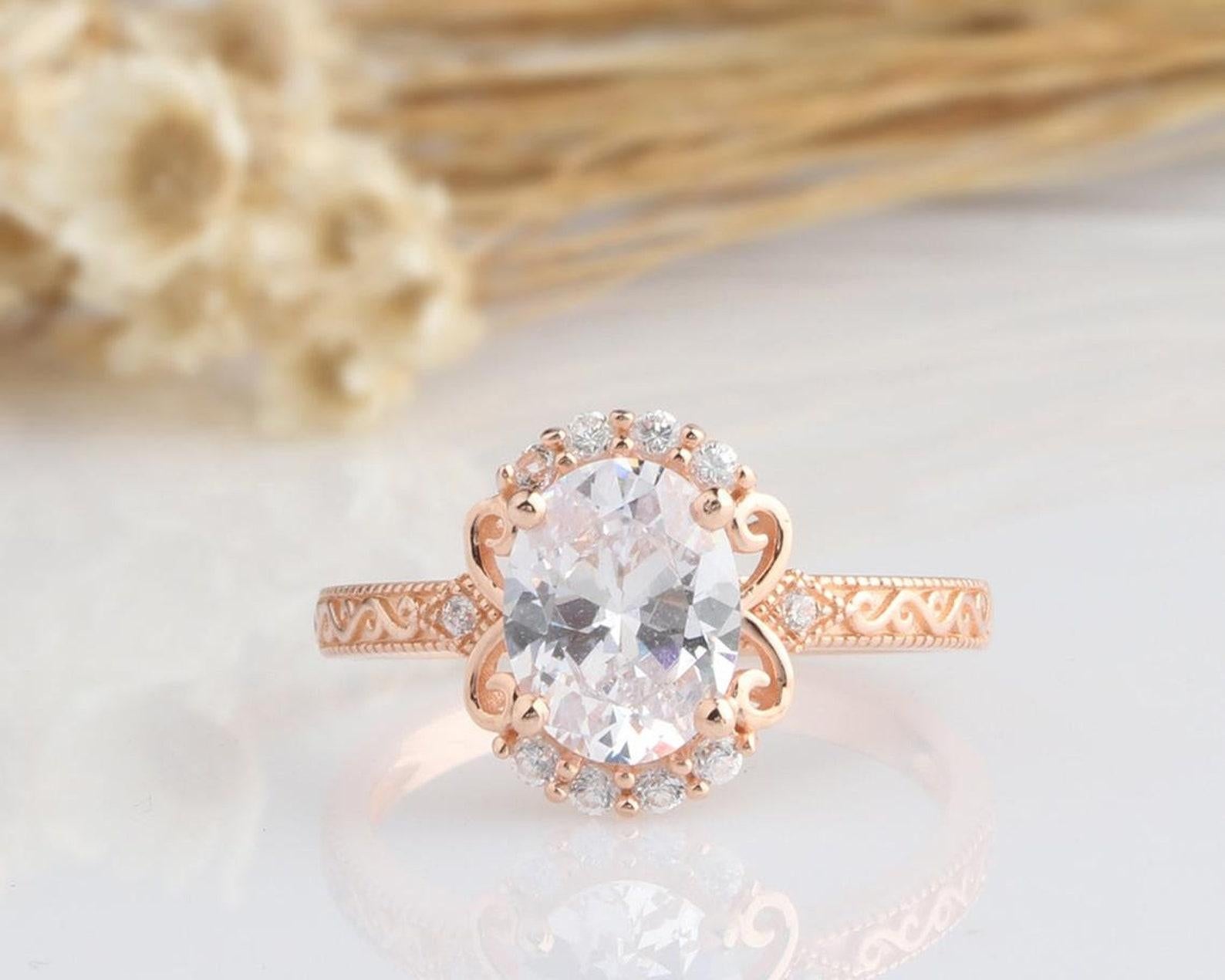 2 CT Ovalschliff Moissanit Doppel Halo Verlobungsring 925 Sterlingsilber Geschenk. im Angebot 3