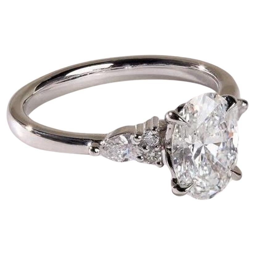 2 CT Oval Cut Moissanite Engagement Ring 925 Sterling Silver Ring For Women.