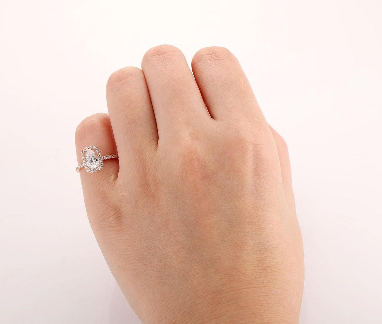 Art Deco 2 CT Pear Cut Moissanite Engagement Ring 925 Sterling Silver Tear Drop Ring Gift For Sale