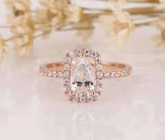 2 CT Pear Cut Moissanite Engagement Ring 925 Sterling Silver Tear Drop Ring Gift