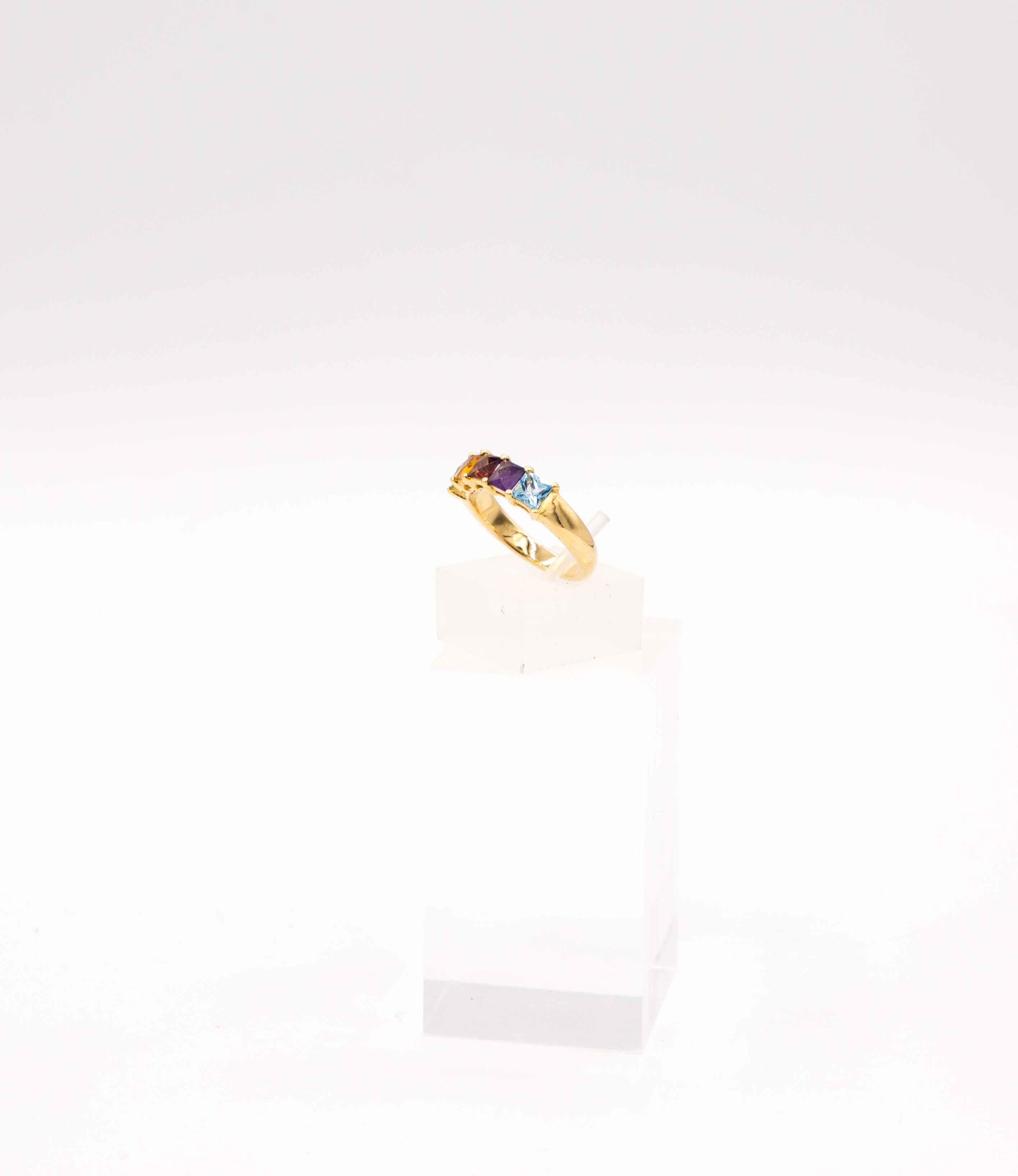 2 ct Peridot Citrin Amethyst Granat. Topas-Ring 18 k., Topas. im Zustand „Neu“ im Angebot in Bad Kissingen, DE