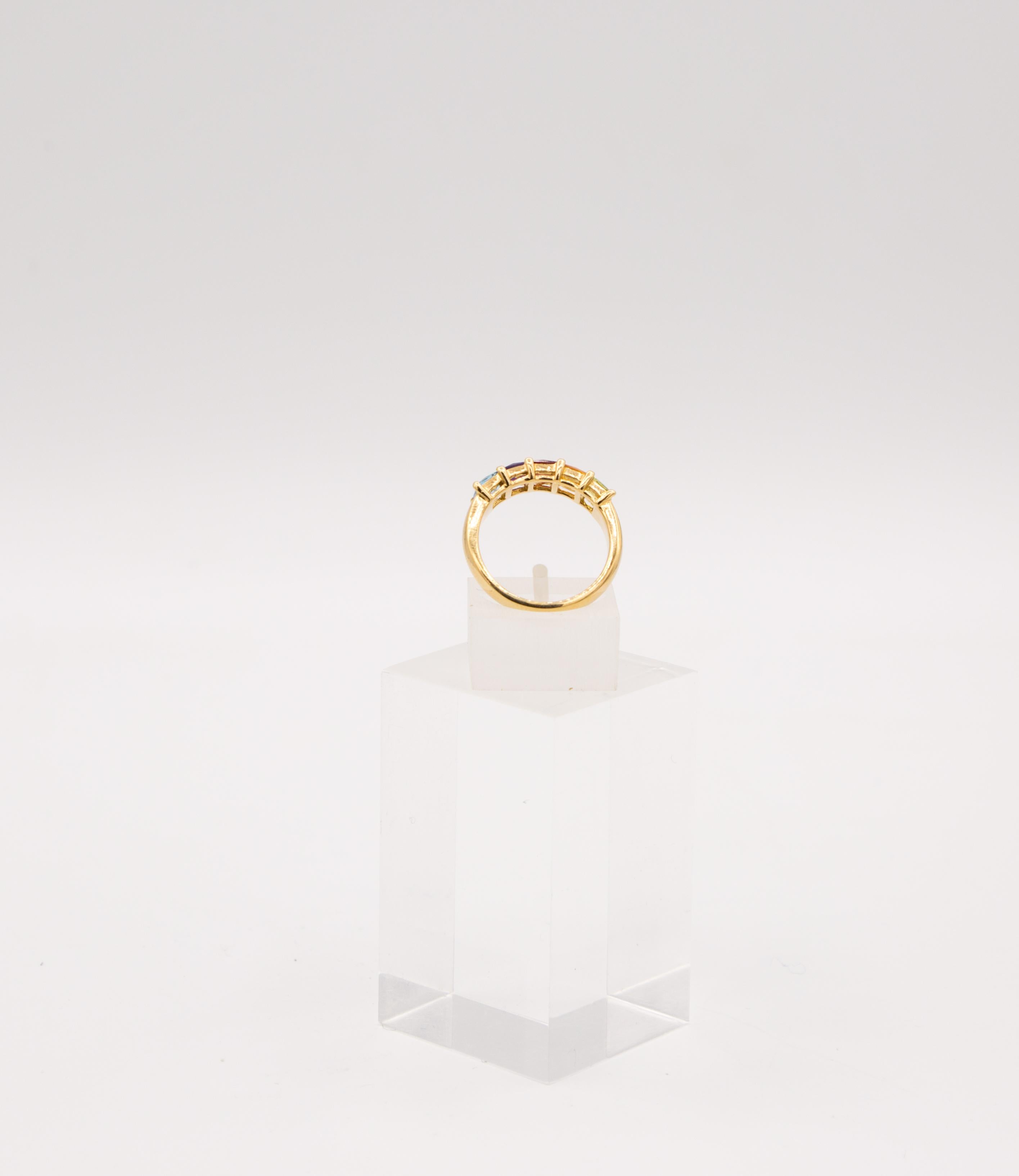 2 ct Peridot Citrin Amethyst Granat. Topas-Ring 18 k., Topas. für Damen oder Herren im Angebot