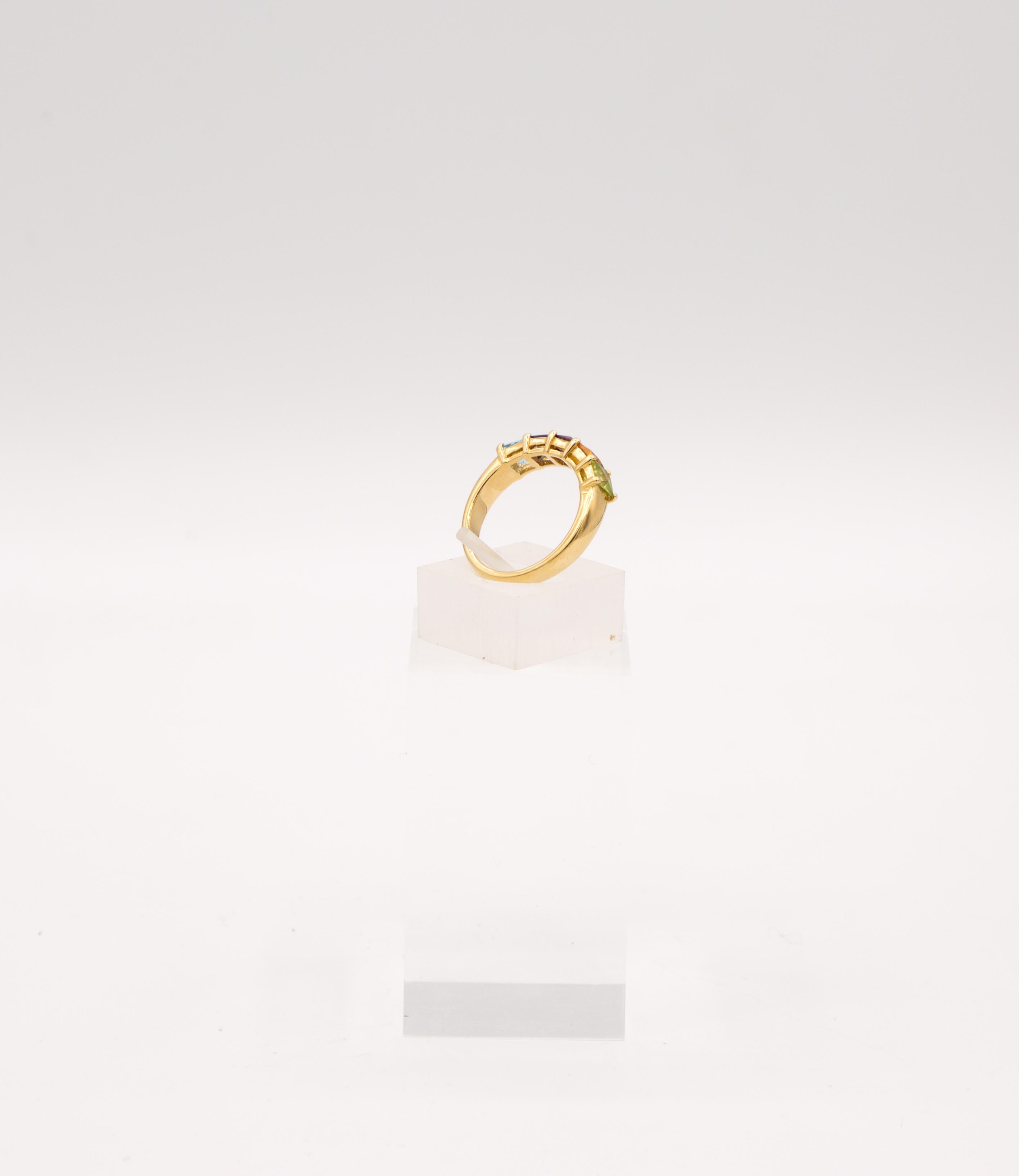 2 ct Peridot Citrin Amethyst Granat. Topas-Ring 18 k., Topas. im Angebot 1
