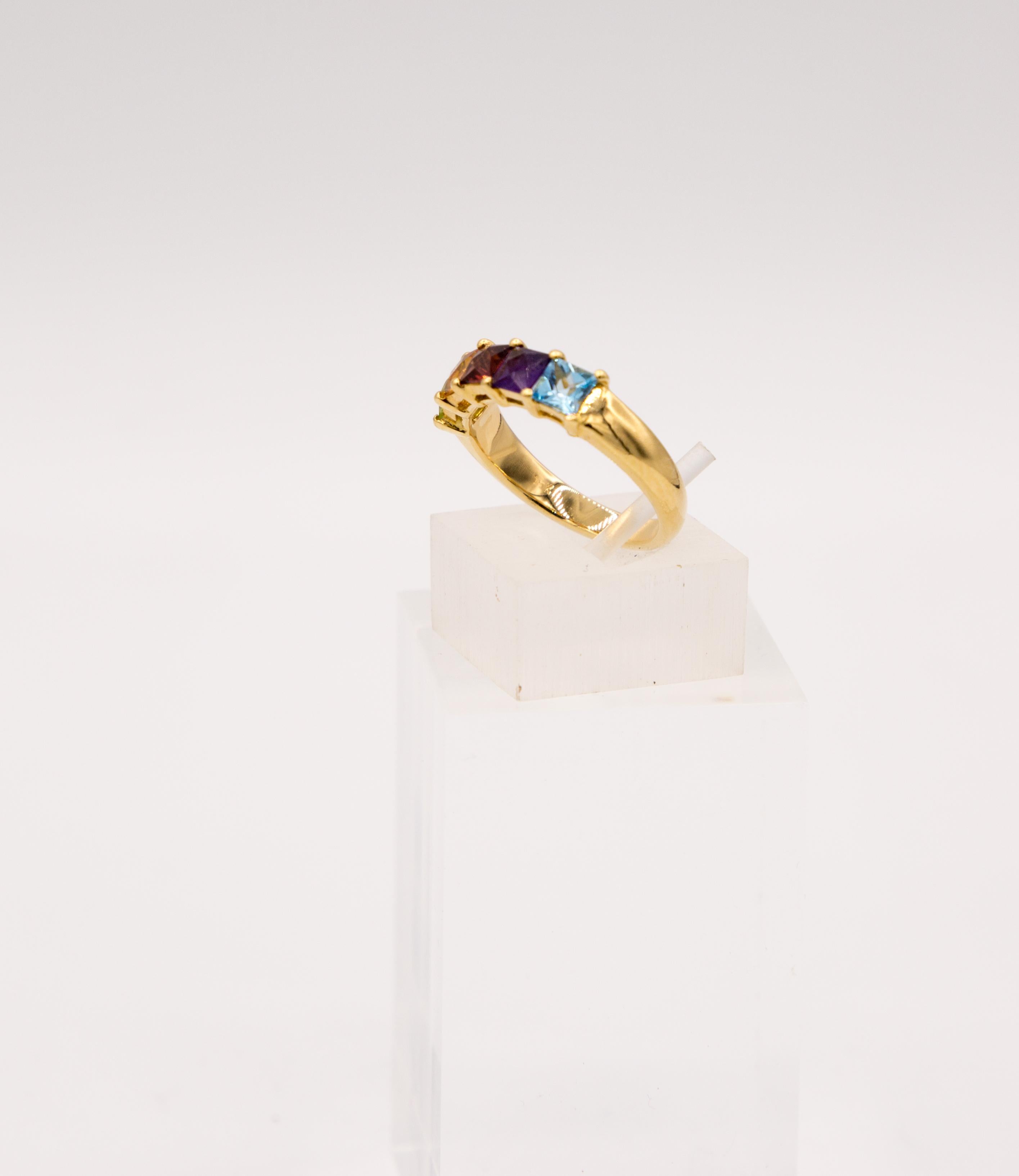 2 ct Peridot Citrin Amethyst Granat. Topas-Ring 18 k., Topas. im Angebot 3