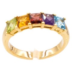 2 ct Peridot Citrin Amethyst Garnet. Topaz ring 18 k.