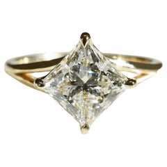 2 CT Princess Cut Moissanite Engagement Ring 925 Sterling Silver Solitaire Ring