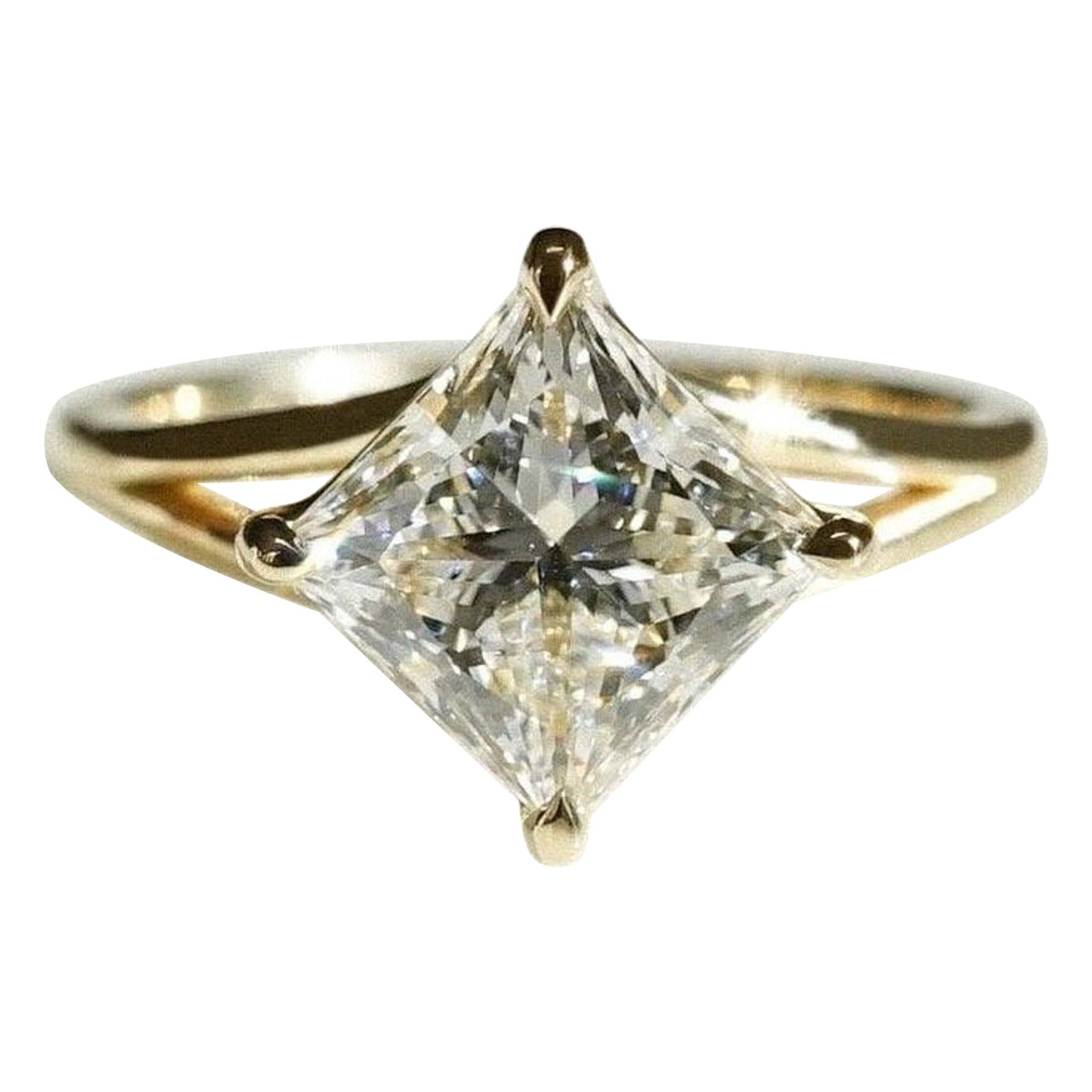 2 CT Princess Cut Moissanite Engagement Ring 925 Sterling Silver Solitaire Ring