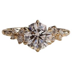 Anello di fidanzamento a grappolo di moissanite con taglio rotondo da 2 carati, anello in argento 925, regalo.