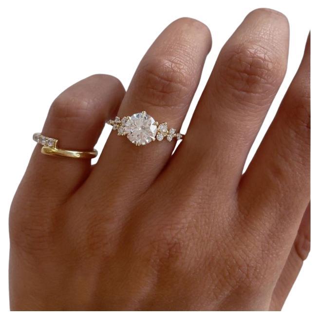 2 CT Round Cut Moissanite Cluster Engagement Ring 925 Sterling Silver Ring Gift.