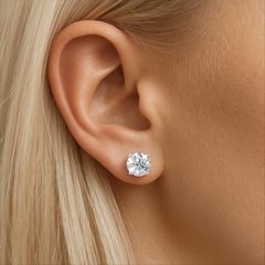 2 ct Round Diamond Platinum Stud Earrings D/VS GIA Certified