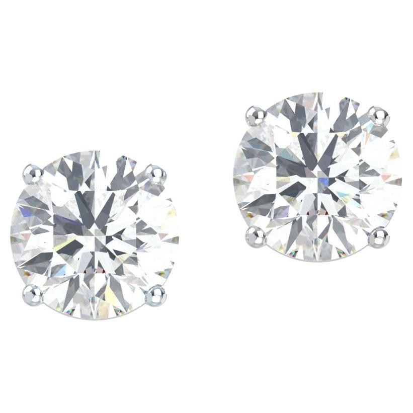 2 ct Round Diamond Platinum Stud Earrings D/VS GIA Certified For Sale