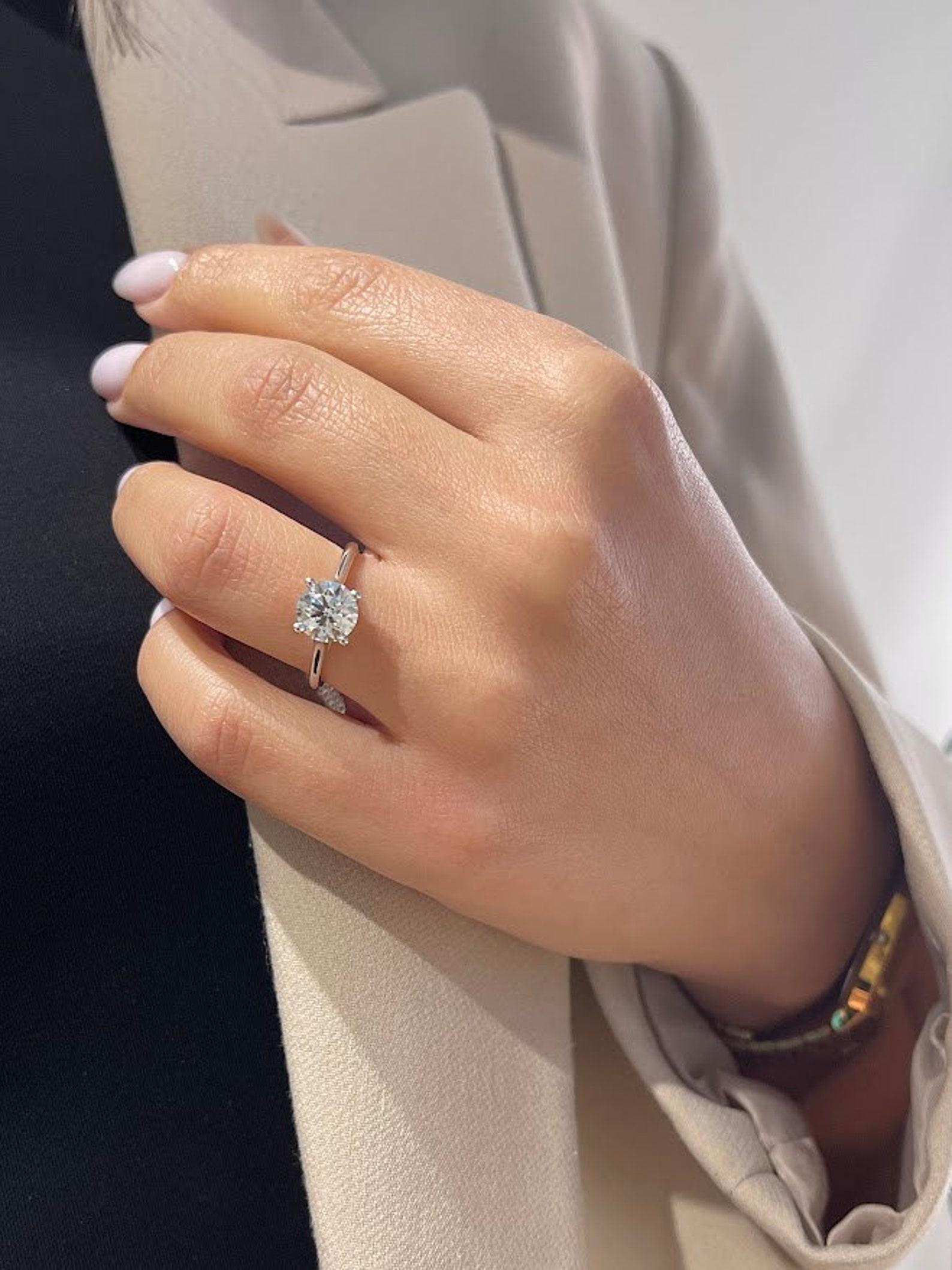 2 CT Round Moissanite 14k Gold  Ring Thin Engagement Ring Gift For Her 1