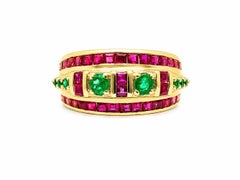 2 Ct Ruby Emerald Designer Luxury Band 0.40 Ct Emerald 14K Gold Emerald RubyBand