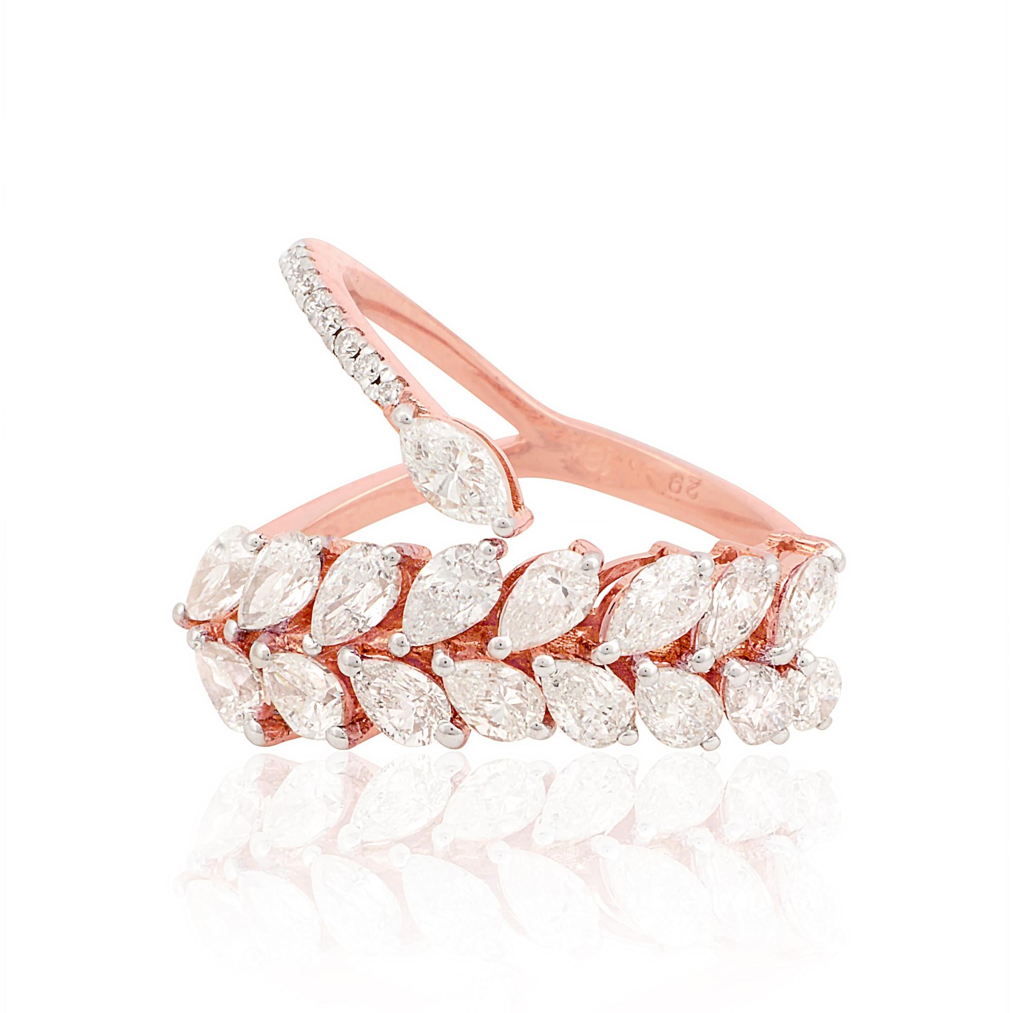 For Sale:  2 Ct. SI Clarity HI Color Pear Marquise Diamond Designer Ring 18 Karat Rose Gold 2