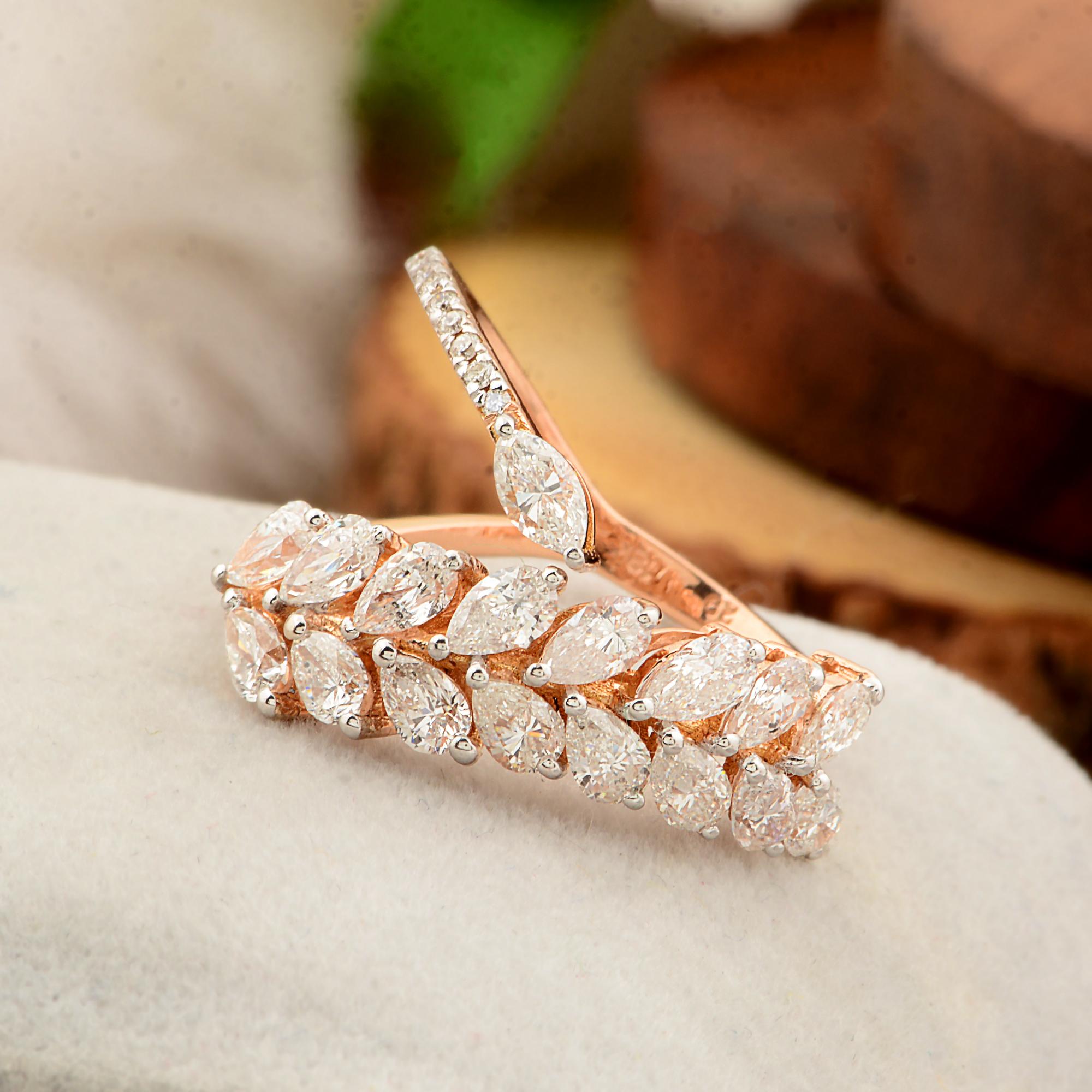 For Sale:  2 Ct. SI Clarity HI Color Pear Marquise Diamond Designer Ring 18 Karat Rose Gold 3