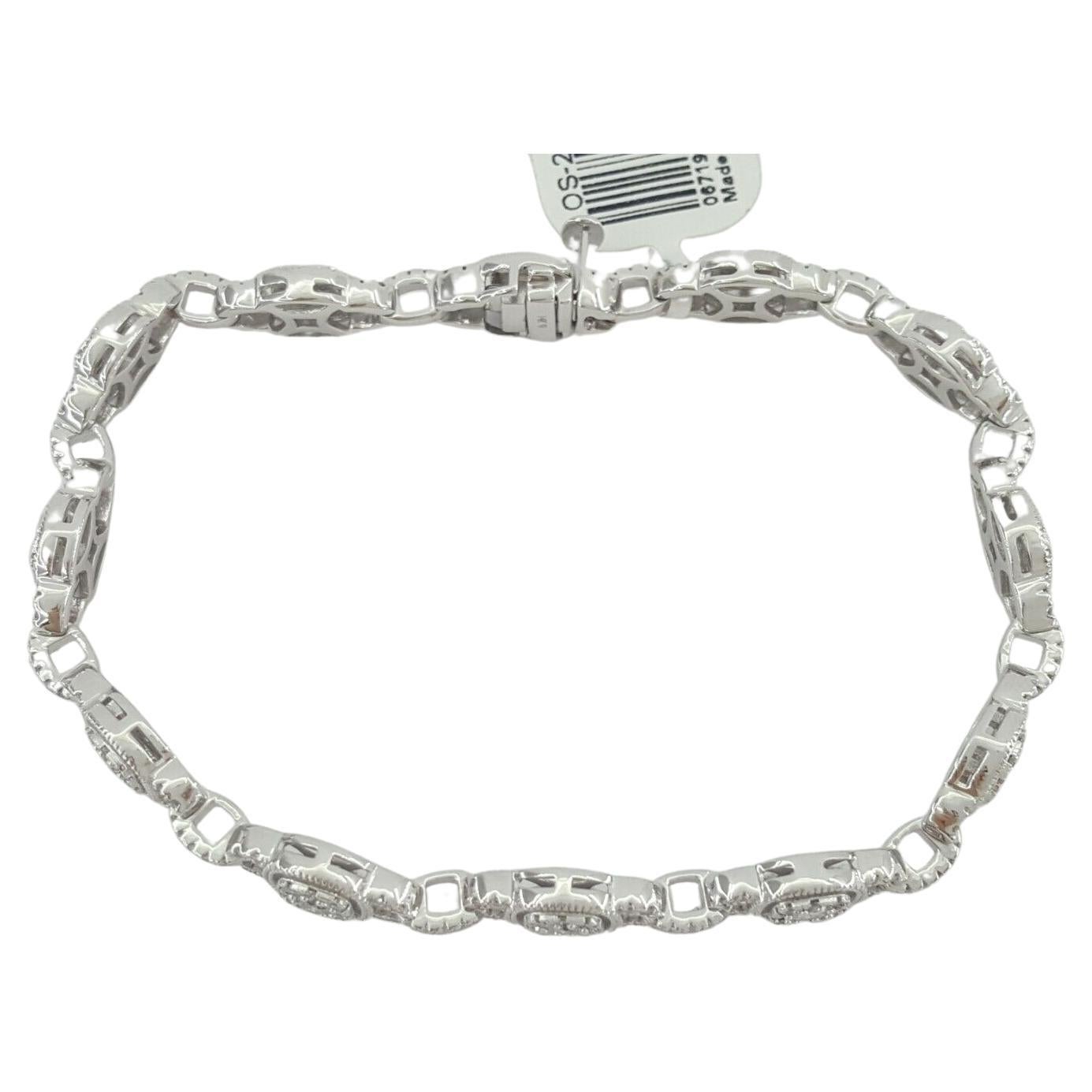 Moderne Bracelet tennis en or blanc 14 carats avec diamants taille brillant rond de 2 carats de poids total en vente