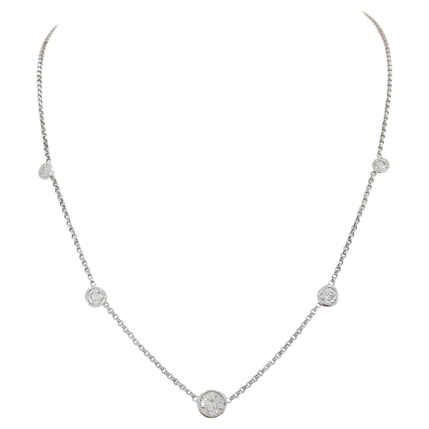 Collier de 2 ct de poids total en platine avec diamants ronds de taille Brilliante by the Yard