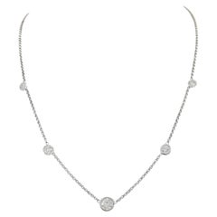 Collier de 2 ct de poids total en platine avec diamants ronds de taille Brilliante by the Yard