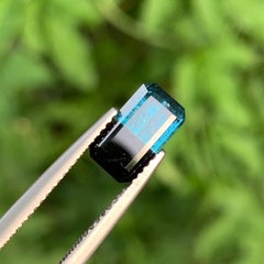 2 Cts Bicolor Blue and Black Tourmaline Emerald Cut Gemstone for Jewellery 9mm