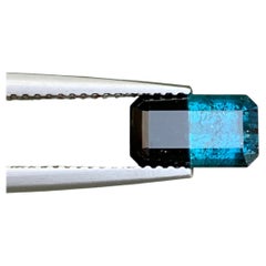 2 Cts Bicolor Blue and Black Tourmaline Emerald Cut Gemstone for Jewellery 9mm
