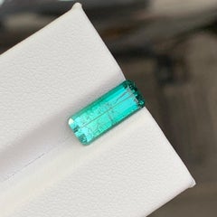 2 Cts Bicolor Blue Green Tourmaline Emerald Cut Gemstone for Ring Jewellery 12mm