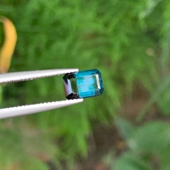 2 Cts Bicolor Indigo Blue with Black Tourmaline Emerald Cut Gemstone for Jewelry