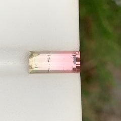 2 Cts Bicolor Peach Pink & Champagne Tone Baguette Cut Tourmaline Gemstone 12mm