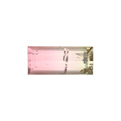 2 Cts Bicolor Peach Pink & Champagne Tone Baguette Cut Tourmaline Gemstone 12mm