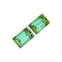 2 Cts Mint Green Tourmaline Baguette Cut Pair Gemstone for Jewellery 7 mm