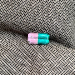 2 cts Rare Bicolor Pink Green Emerald Cut Tourmaline Gemstone for Jewellery 10mm