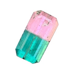 2 cts Rare Bicolor Pink Green Emerald Cut Tourmaline Gemstone for Jewellery 10mm
