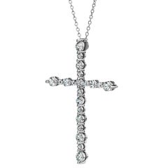 2 Carat Diamond, 18 Karat White Gold Cross Pendant