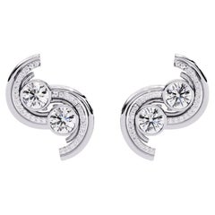 2 Ctw Unique Round Cut Geometric Diamond Earrings 14K Gold