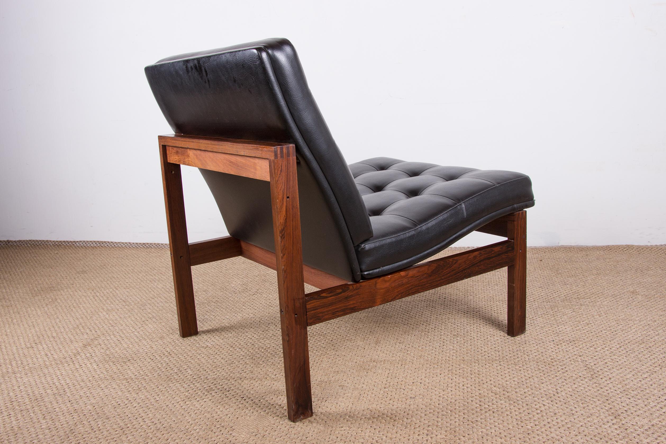 2 Danish Leather and Rosewood Armchairs Ole Gjerløv-Knudsen and Torben Lind. 6