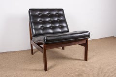 2 Danish Leather and Rosewood Armchairs Ole Gjerløv-Knudsen and Torben Lind.