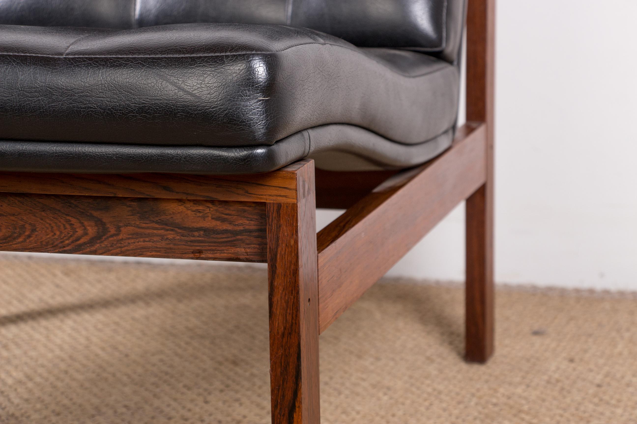 Mid-20th Century 2 Danish Leather and Rosewood Armchairs Ole Gjerløv-Knudsen and Torben Lind.