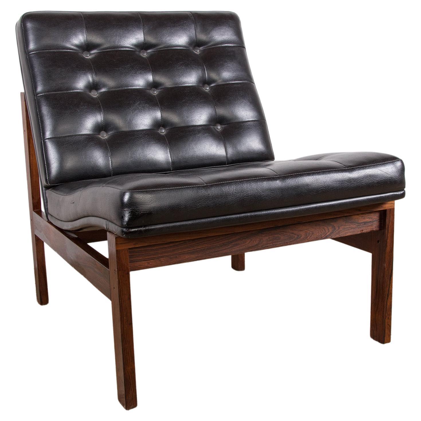 2 Danish Leather and Rosewood Armchairs Ole Gjerløv-Knudsen and Torben Lind.
