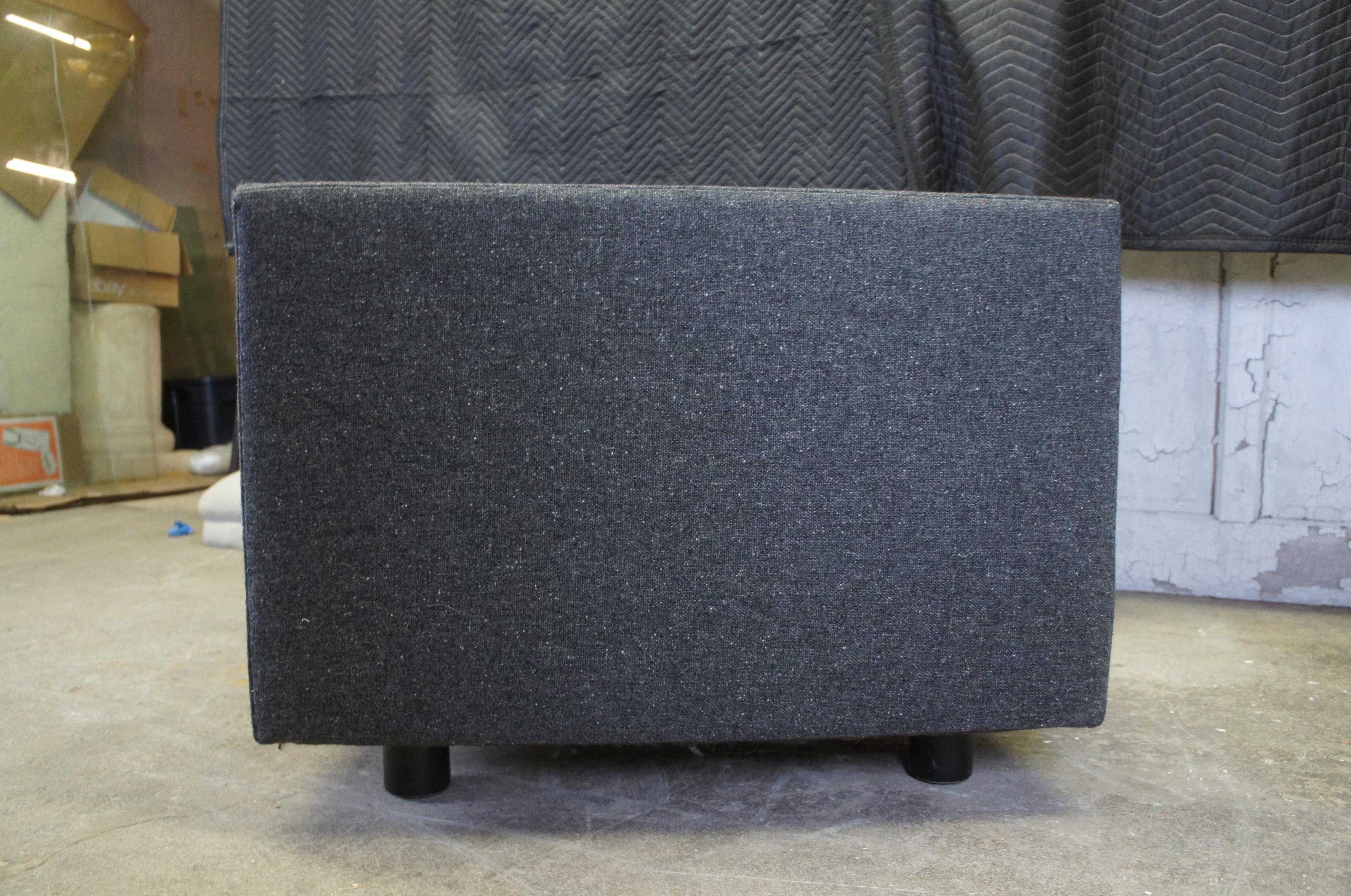 2 David Edward Mid-Century Modern Grey Cube Wool Club Arm Lounge Chairs Pair 7