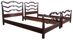 2 Davis Cabinet Co Chippendale Style Mahogany Ladder Ribbon Back Twin Size Beds