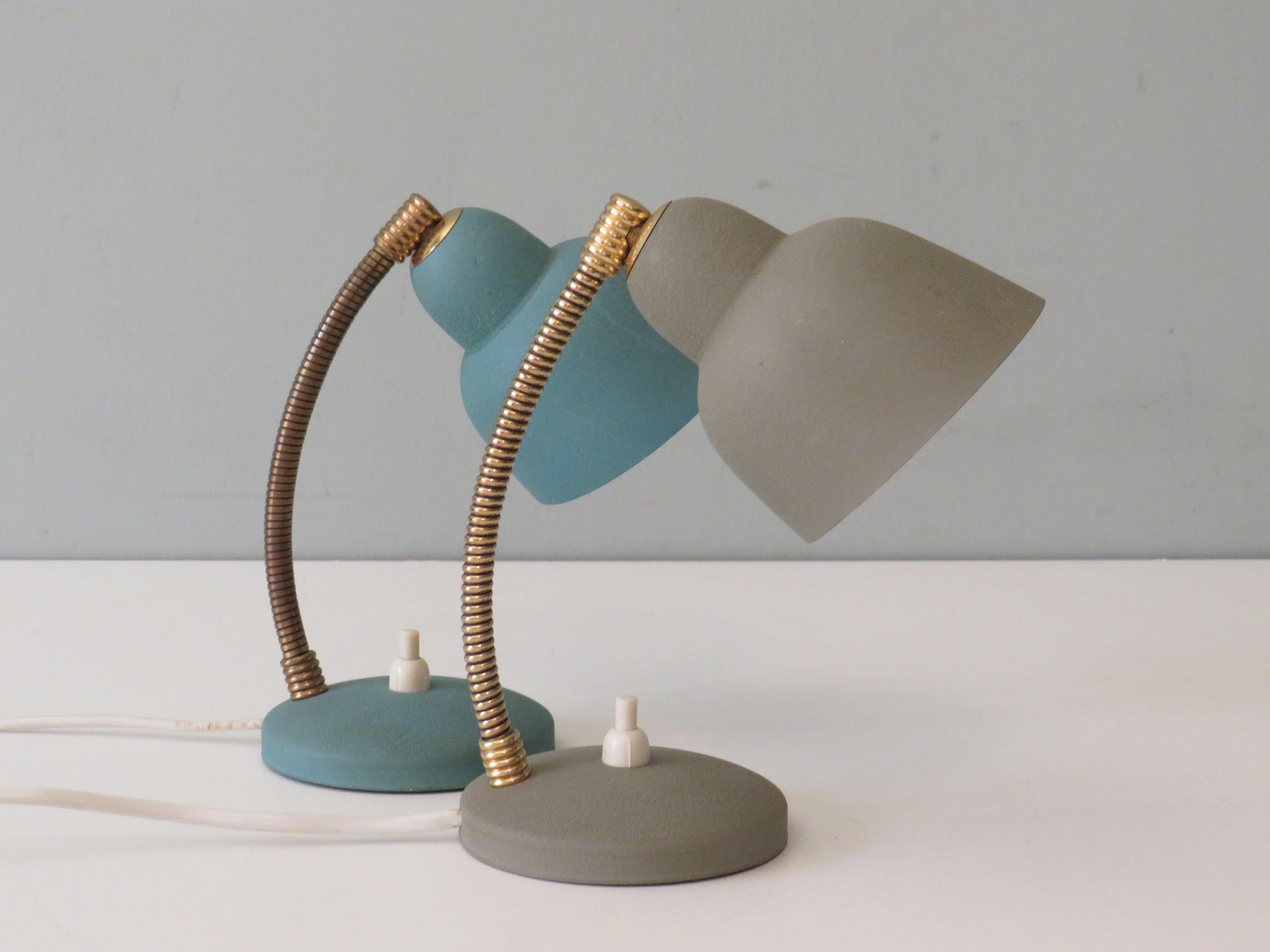 Mid-Century Modern 2 Desk Lamps - Bedside Lamps from Aluminor, France 1950