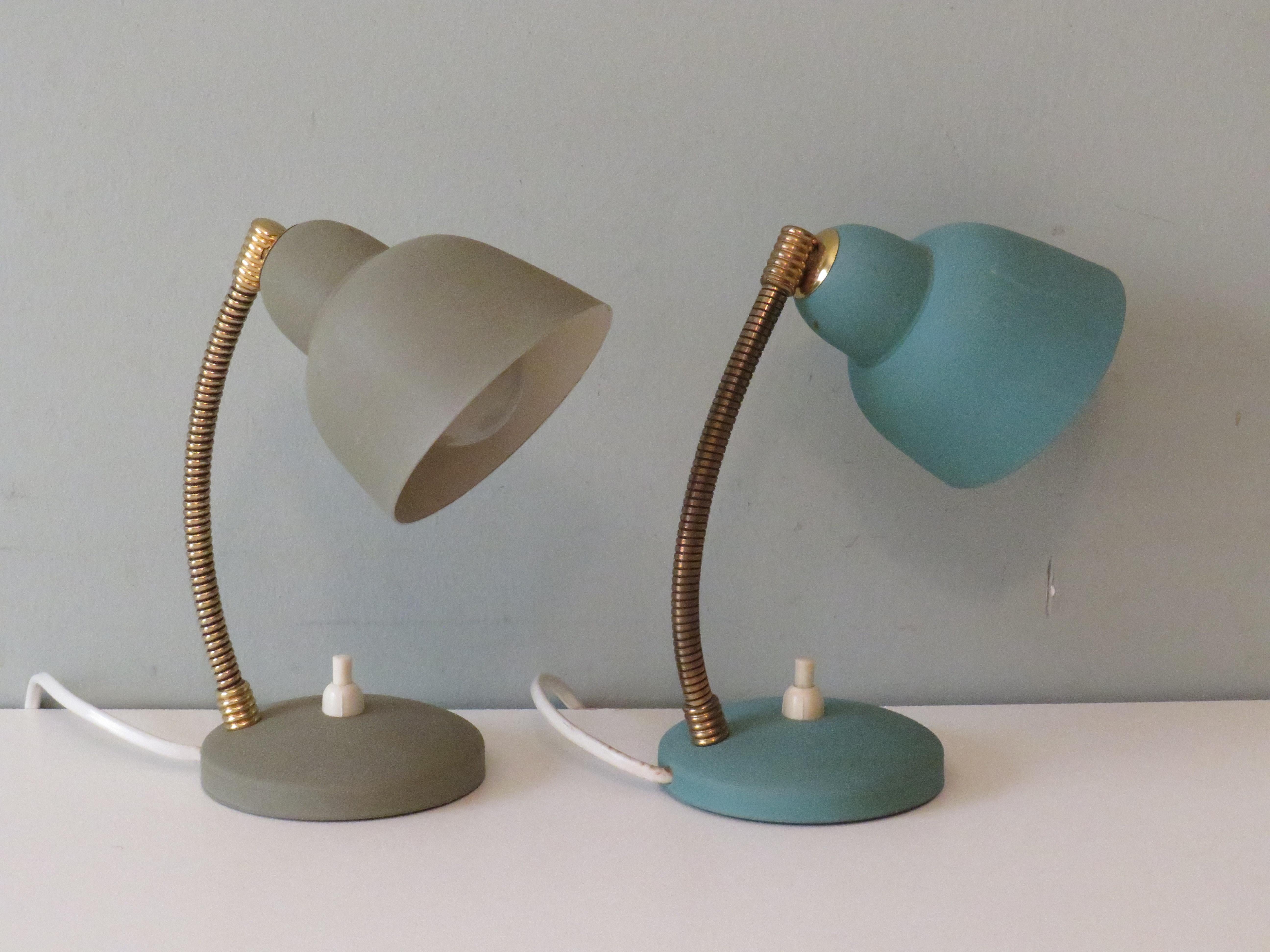 French 2 Desk Lamps - Bedside Lamps from Aluminor, France 1950