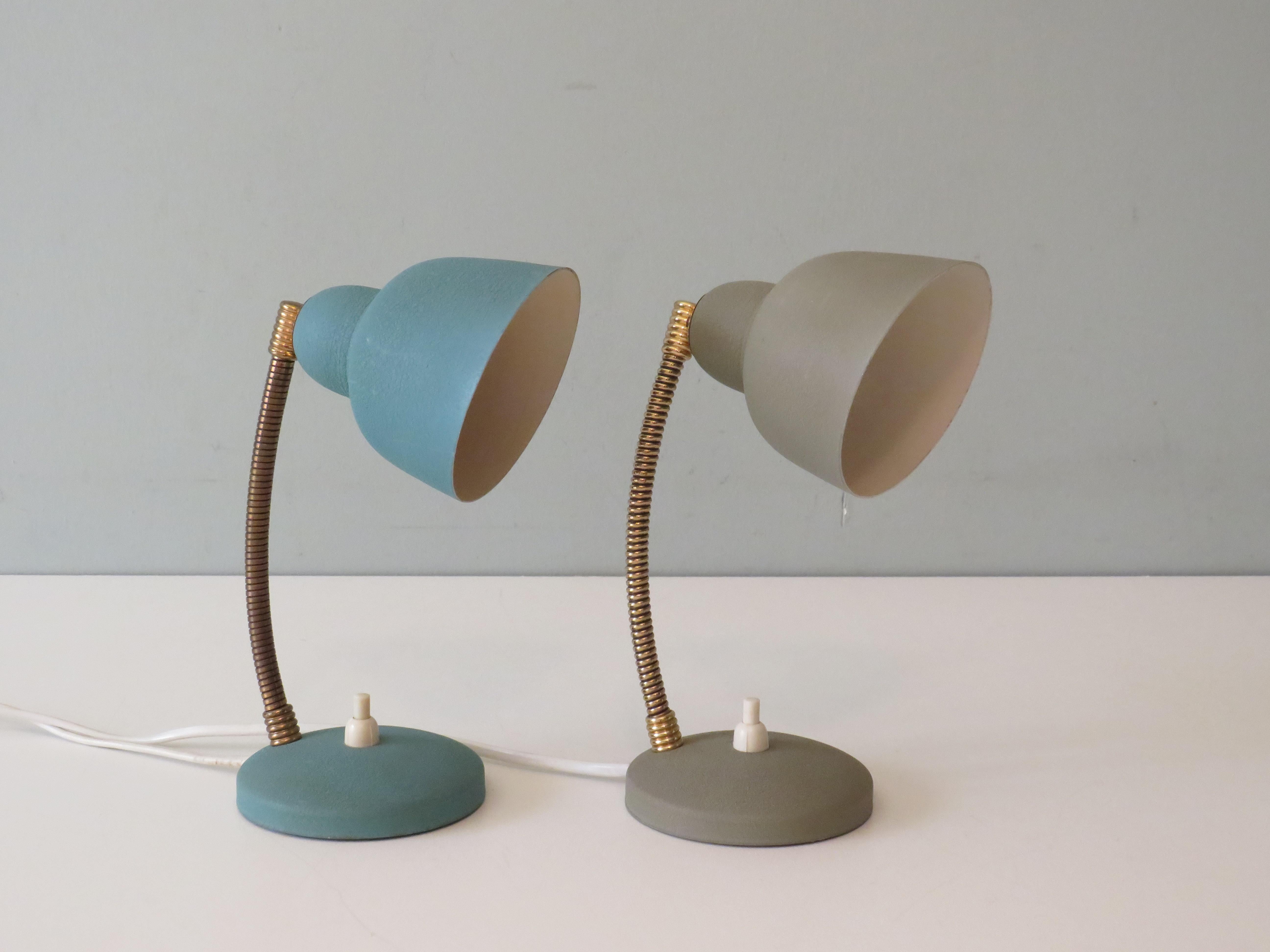 Aluminum 2 Desk Lamps - Bedside Lamps from Aluminor, France 1950