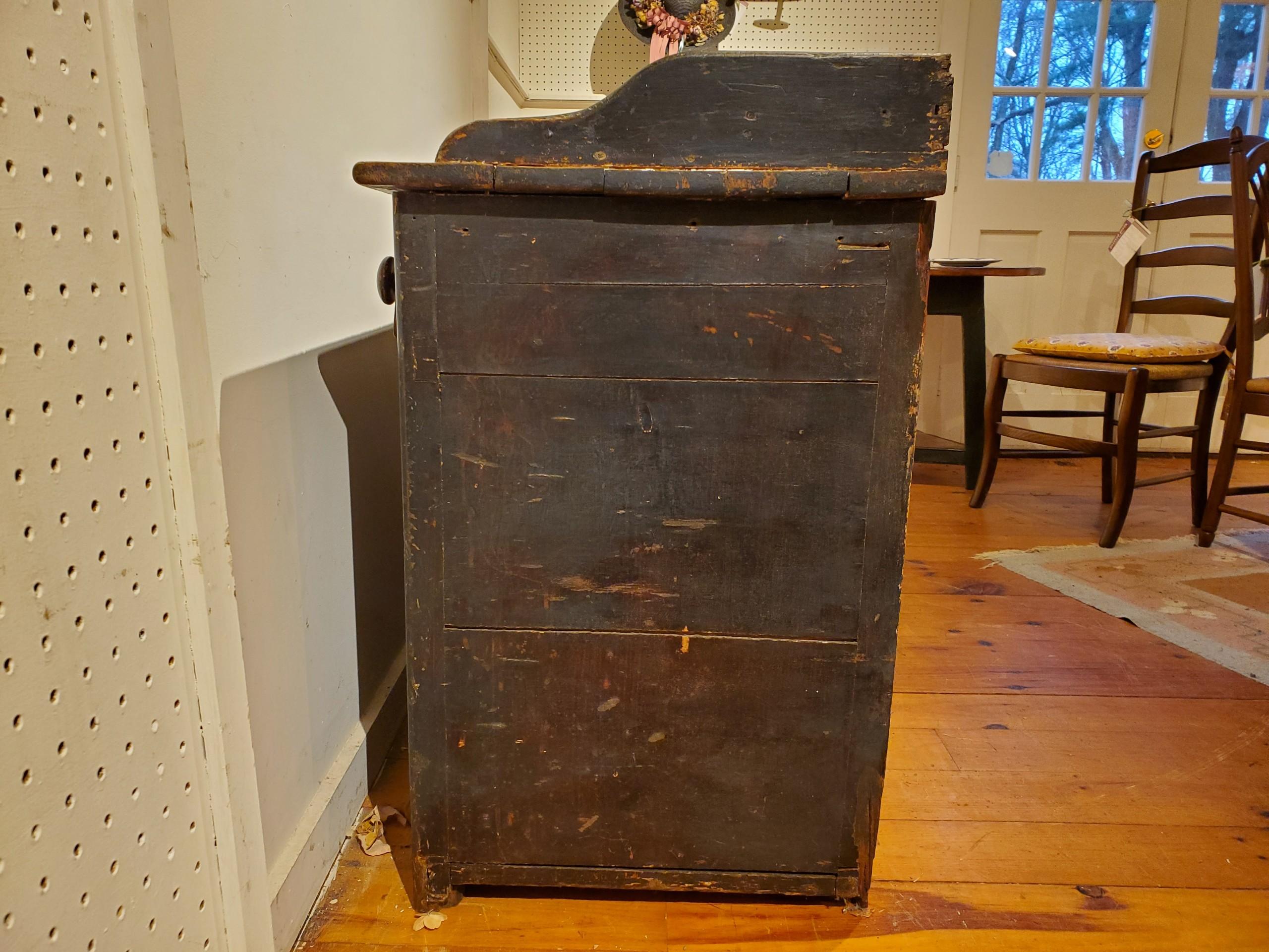 2 Door, 2 Drawer Original Painted Buffet with Railing In Good Condition In Sheffield, MA