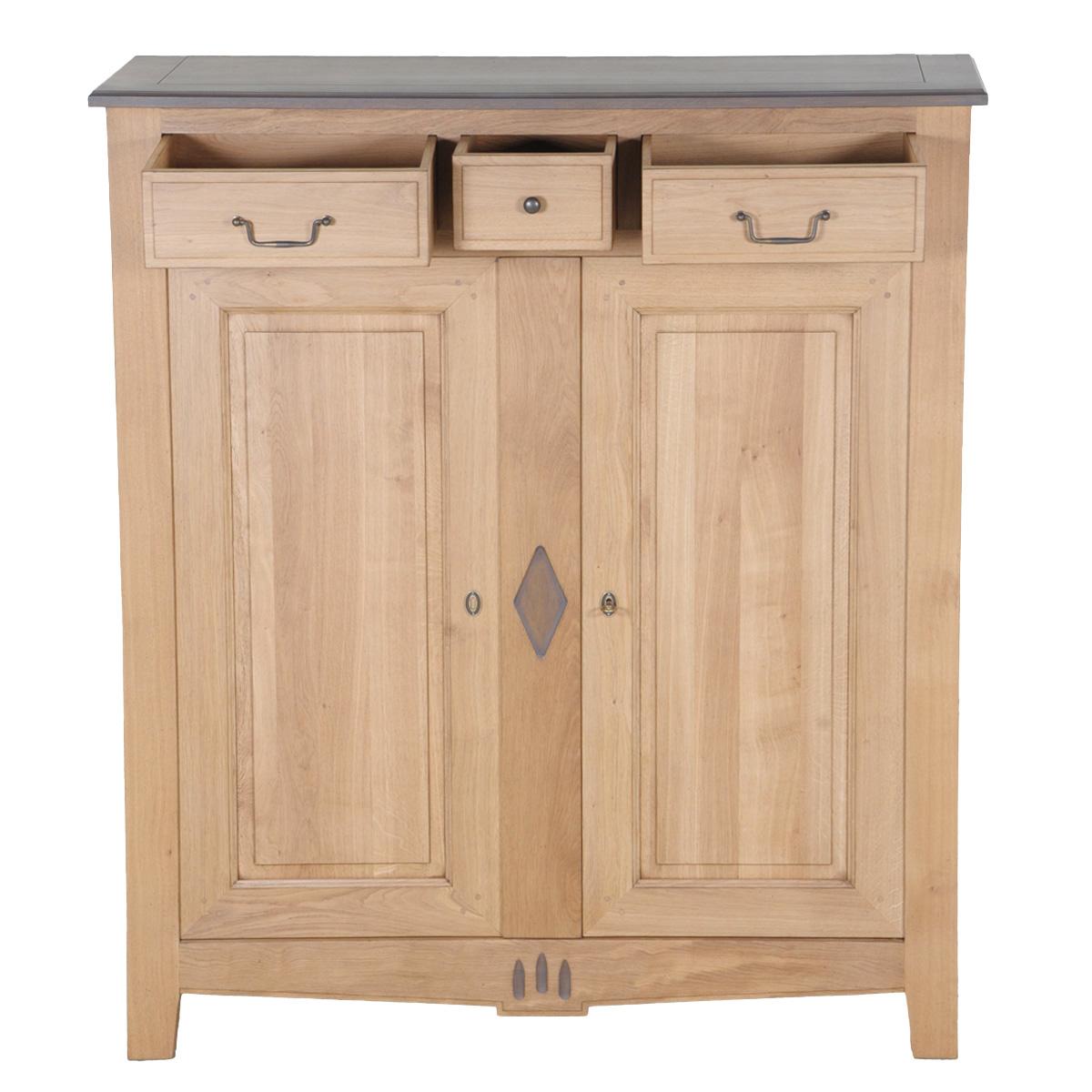 Lacquered 2-door 3-drawer Cabinet in solid oak, a French Directoire style interpretation For Sale