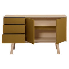 Aparador de madera artesanal francés de 2 puertas + 3 cajones, diseñador E Gizard, París